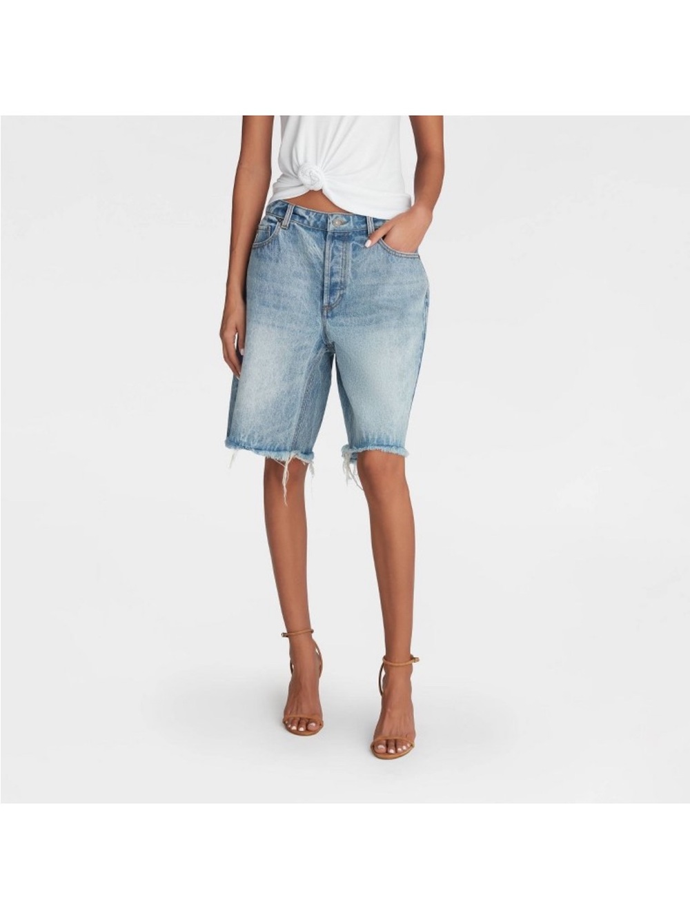KBB - Bermuda Light Wash Denim Shorts - Frayed Hem